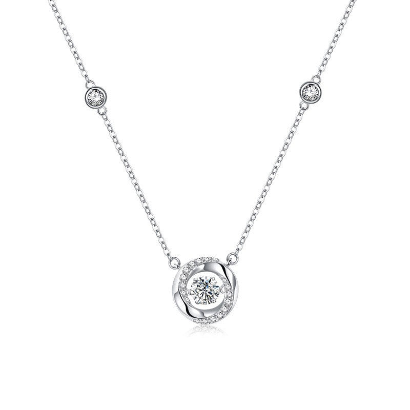 925 sterling silver sparkling zirconium pendant necklace - silver