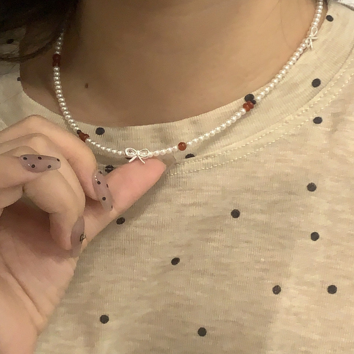 925 silver pearl necklace - silver