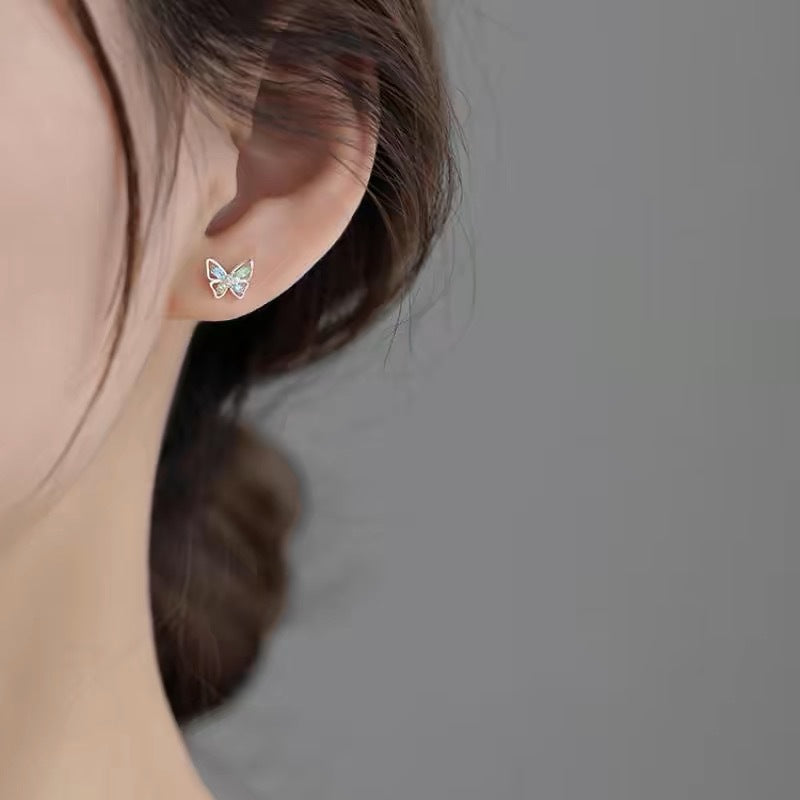 925 sterling silver butterfly earrings - silvery