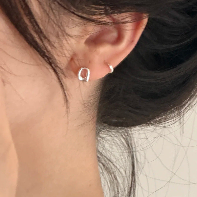 S925 pure silver geometric earrings - silvery
