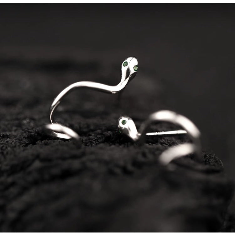 S925 sterling silver snake shaped earrings