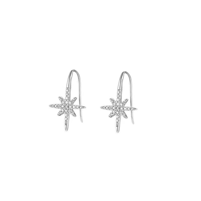 925 sterling silver star ear hook - silvery
