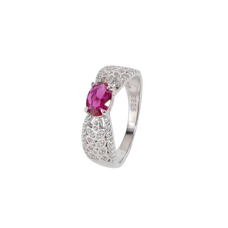 S925 Silver Sparkling Zirconia Engagement Ring - Silvery