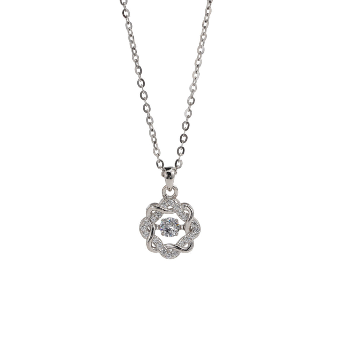 925 sterling silver sparkling zirconium pendant necklace - silvery