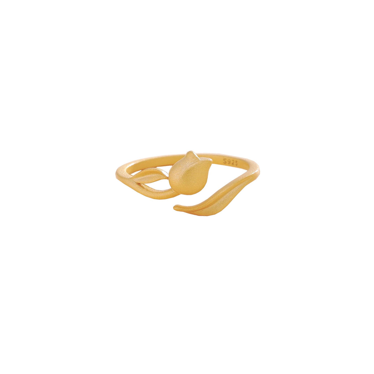 925 sterling silver tulip ring - golden
