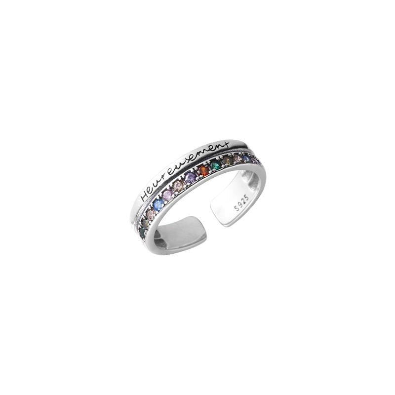 S925 Silver Zirconia Letter Ring - Silvery