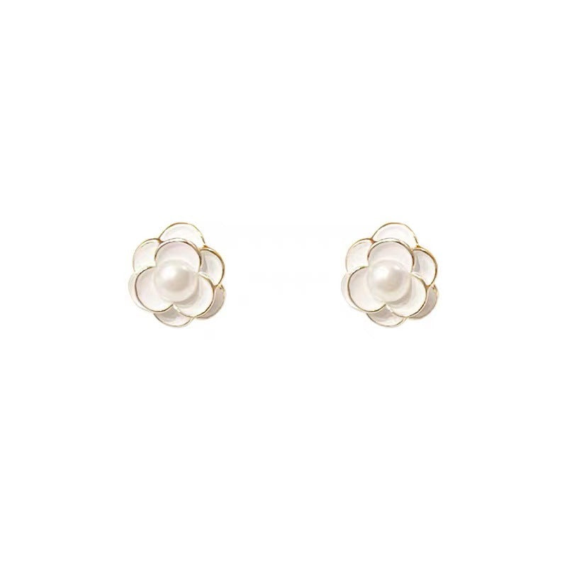 S925 Silver Flower Earrings - Golden