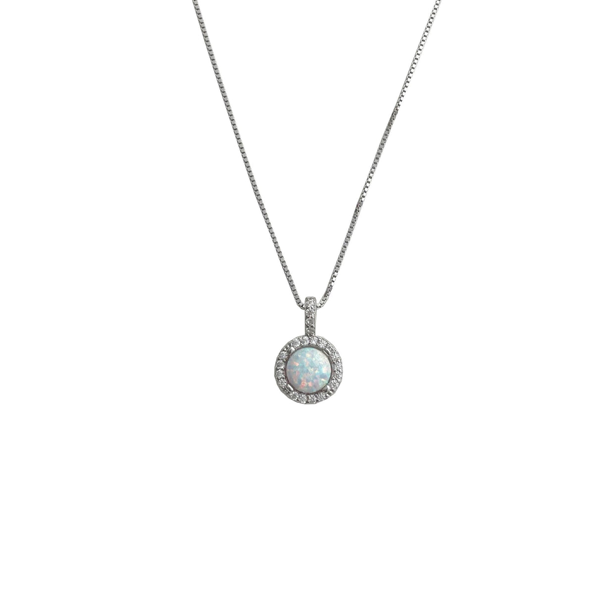 925 sterling silver opal necklace - silvery