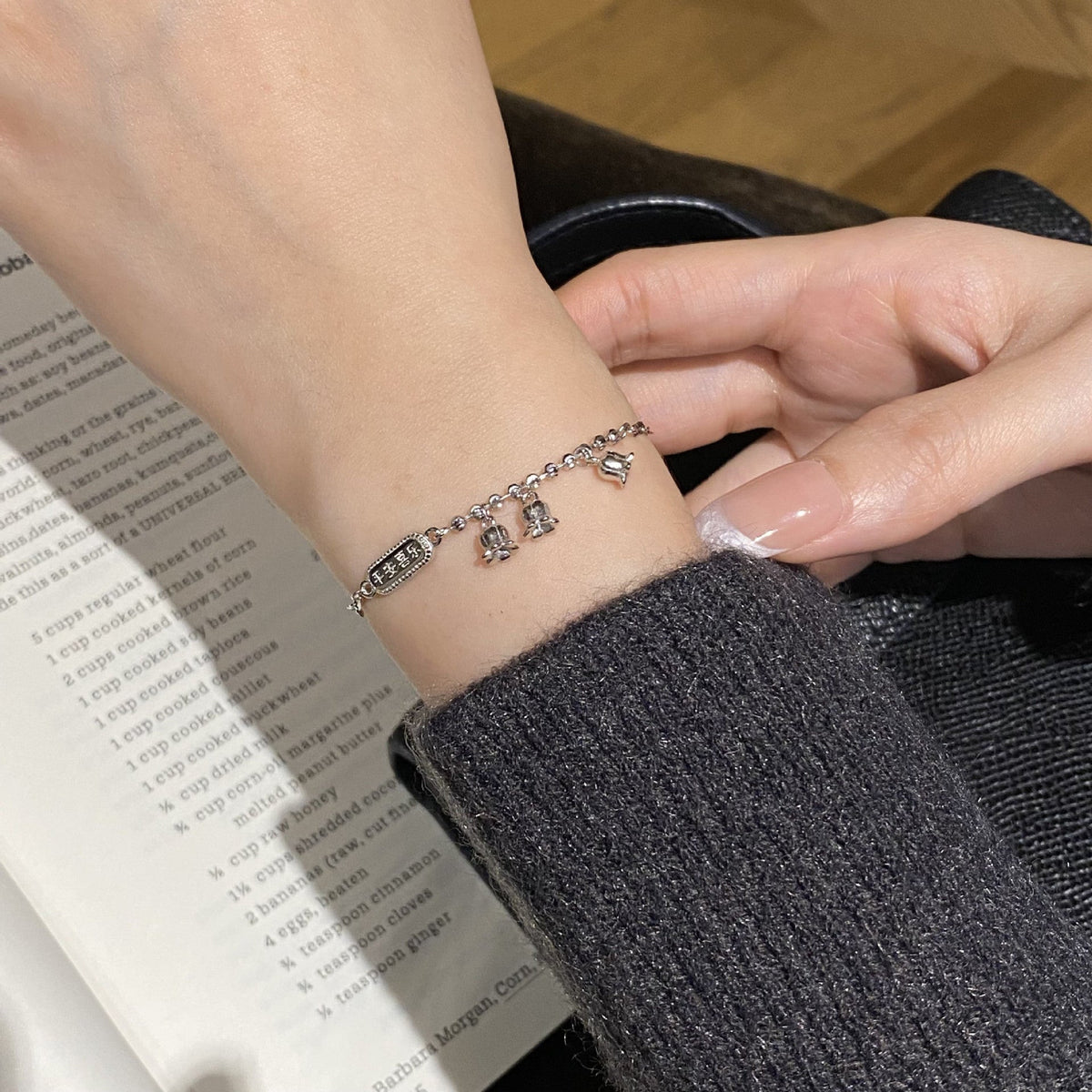 S925 Silver Snowflake Chain Bracelet - Silver
