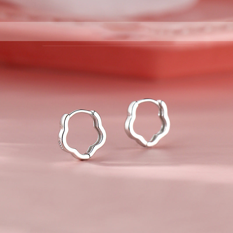 925 sterling silver flower shaped ear buckle - silvery