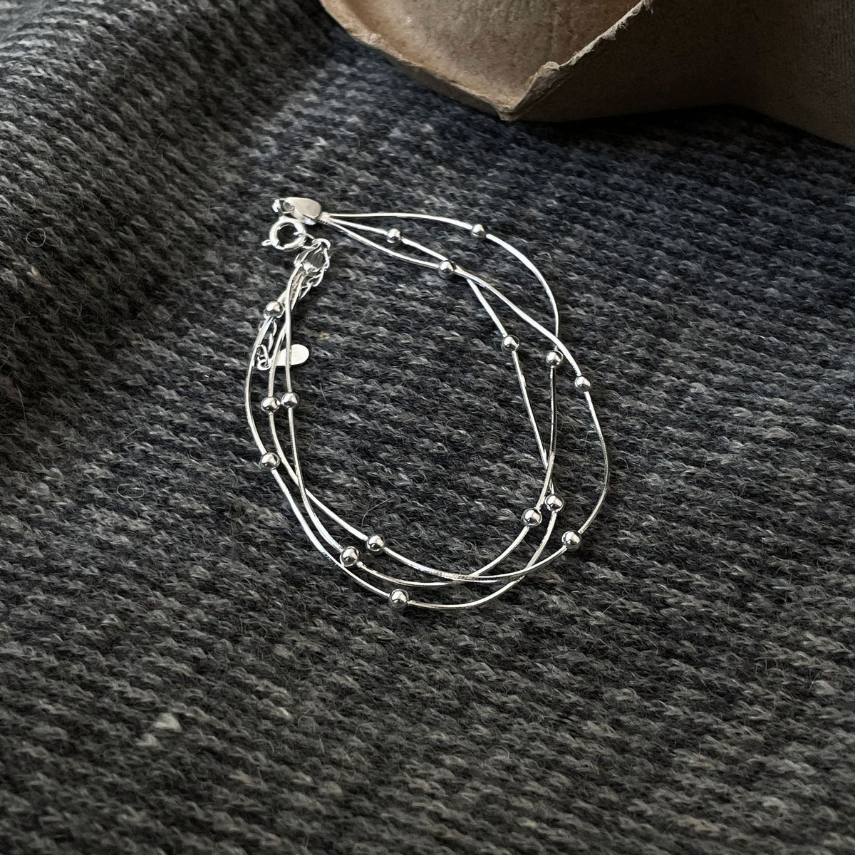 925 sterling silver three-layer snake bone chain bracelet - silvery