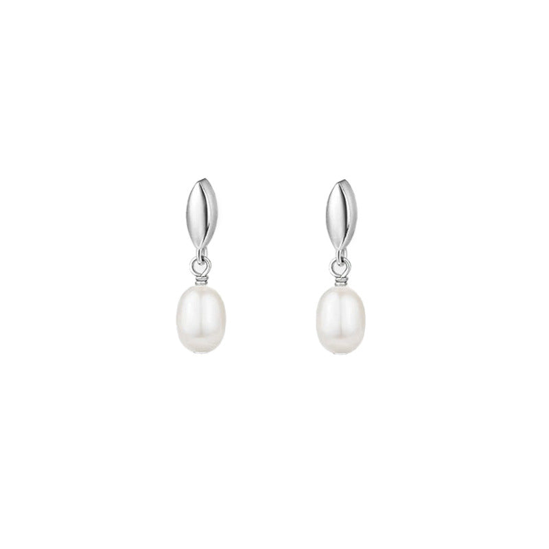 S925 pure silver natural pearl earrings