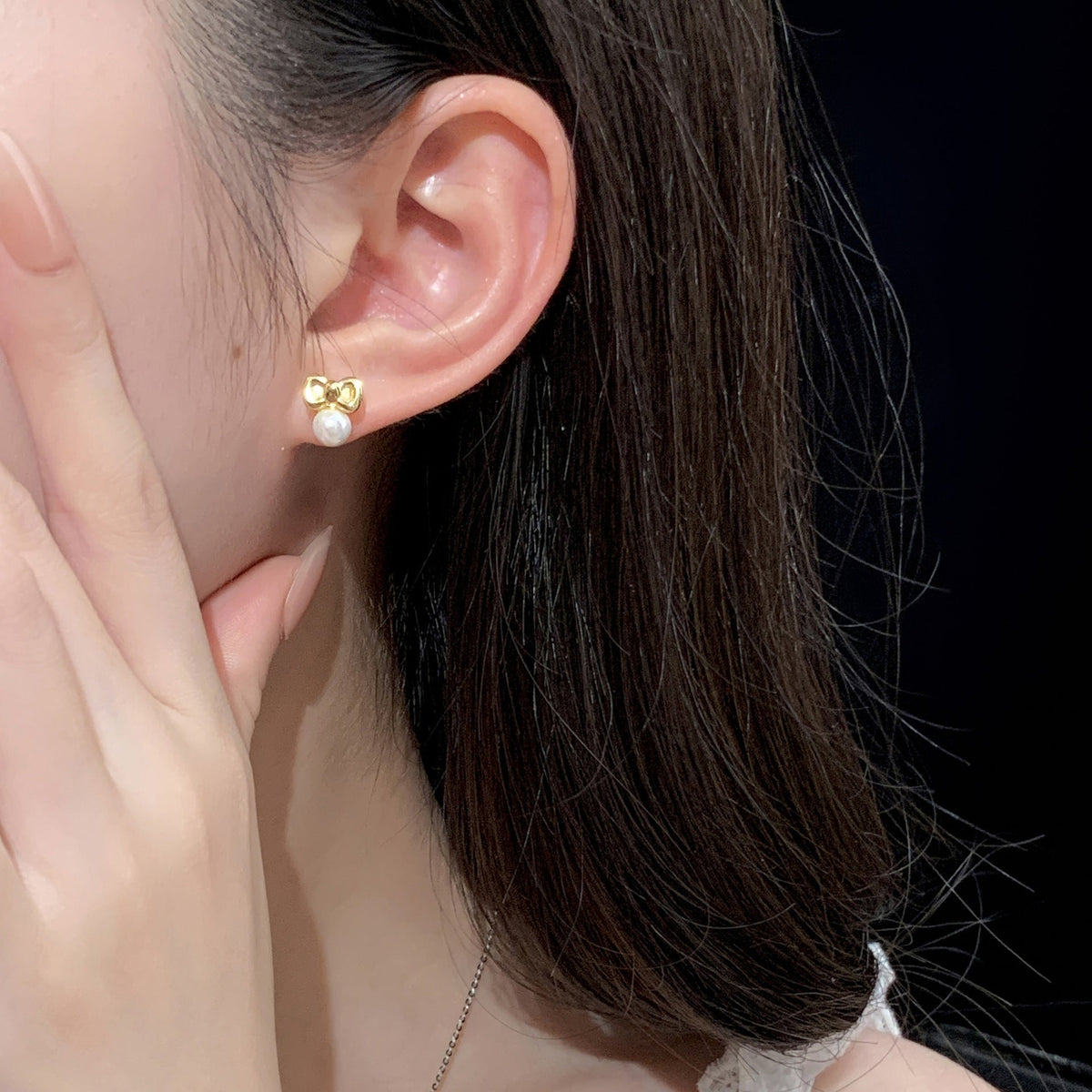 925 sterling silver imitation pearl earrings