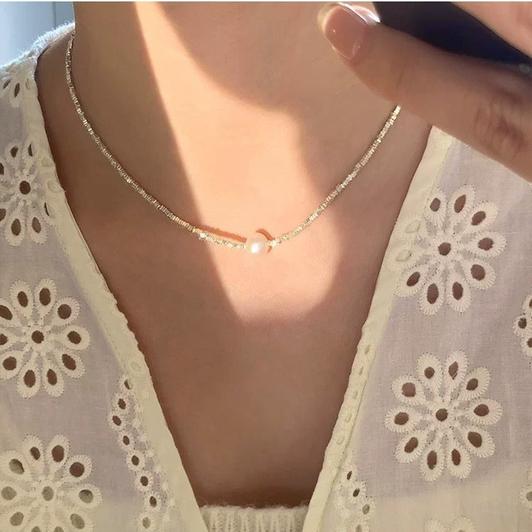 S925 Pure Silver Crushed Silver Necklace - Silvery