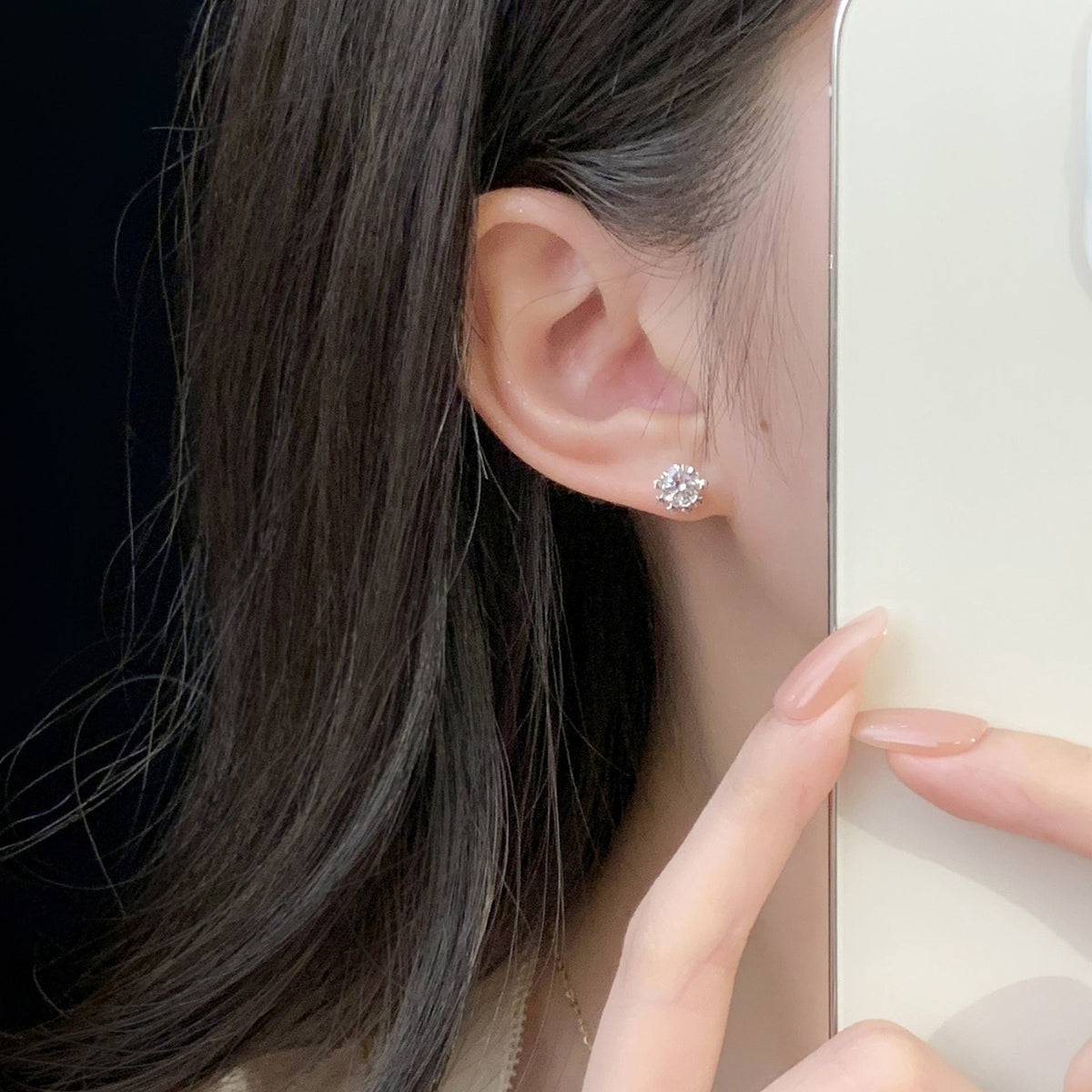 S925 sterling silver shiny zircon earrings