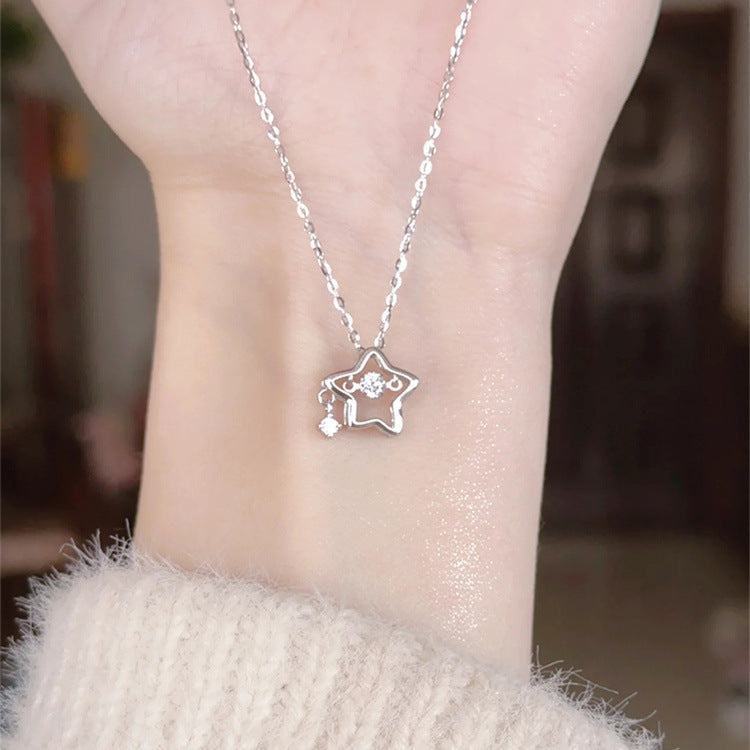 925 sterling silver star pendant necklace - silvery