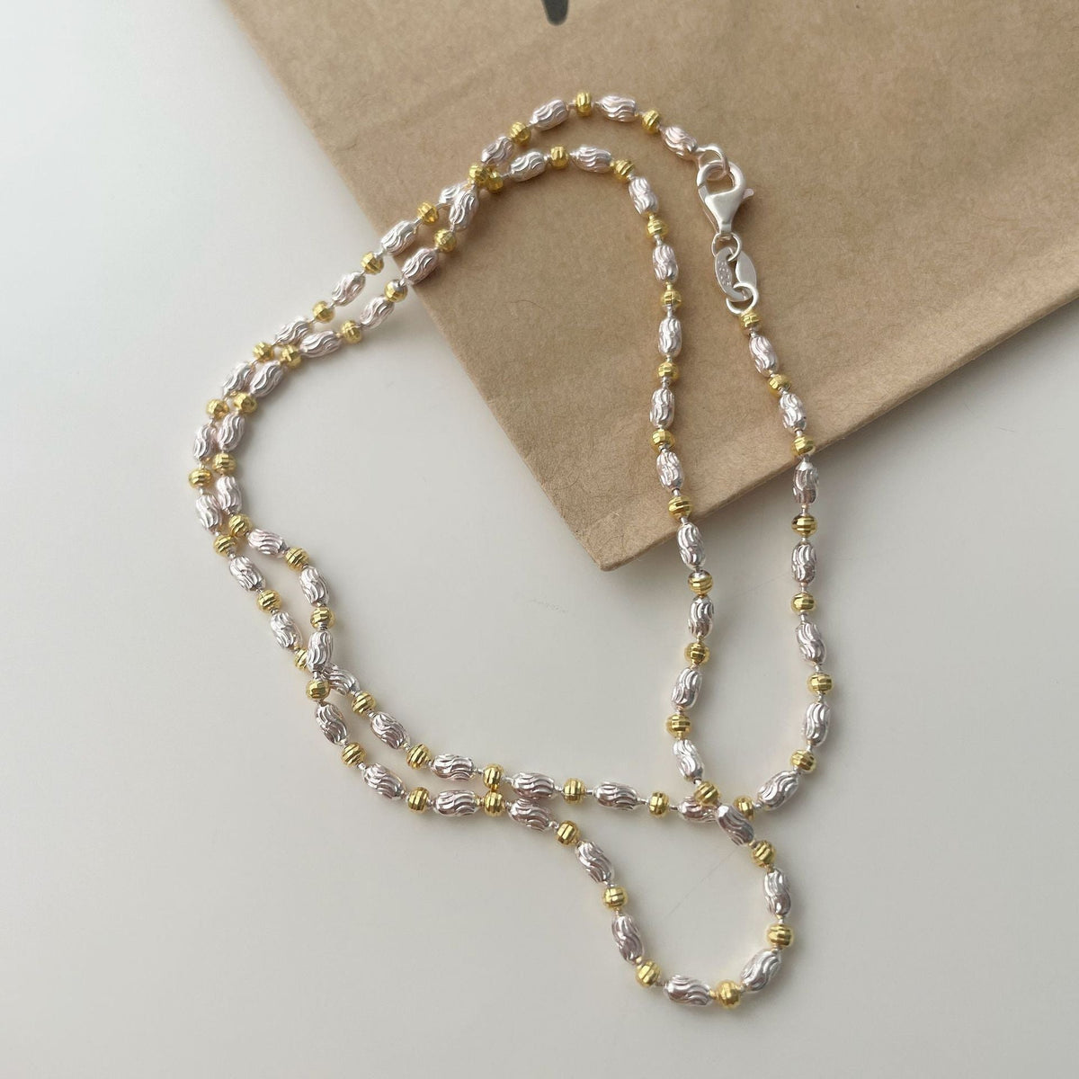 925 sterling silver olive bead necklace