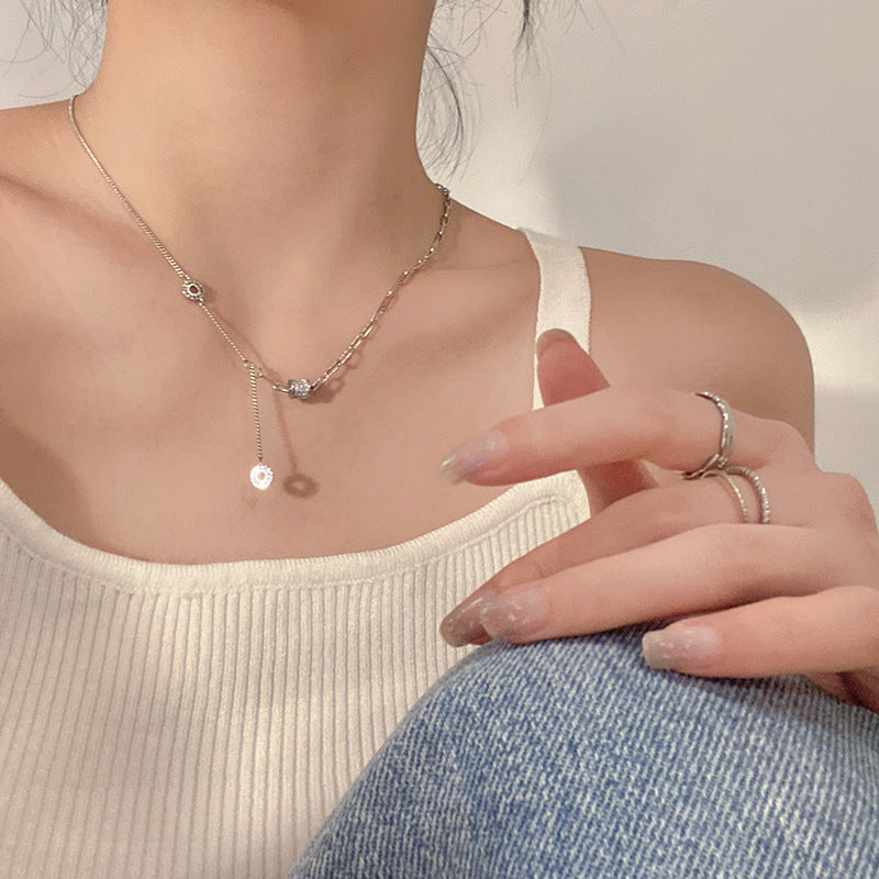 S925 sterling silver necklace - silvery