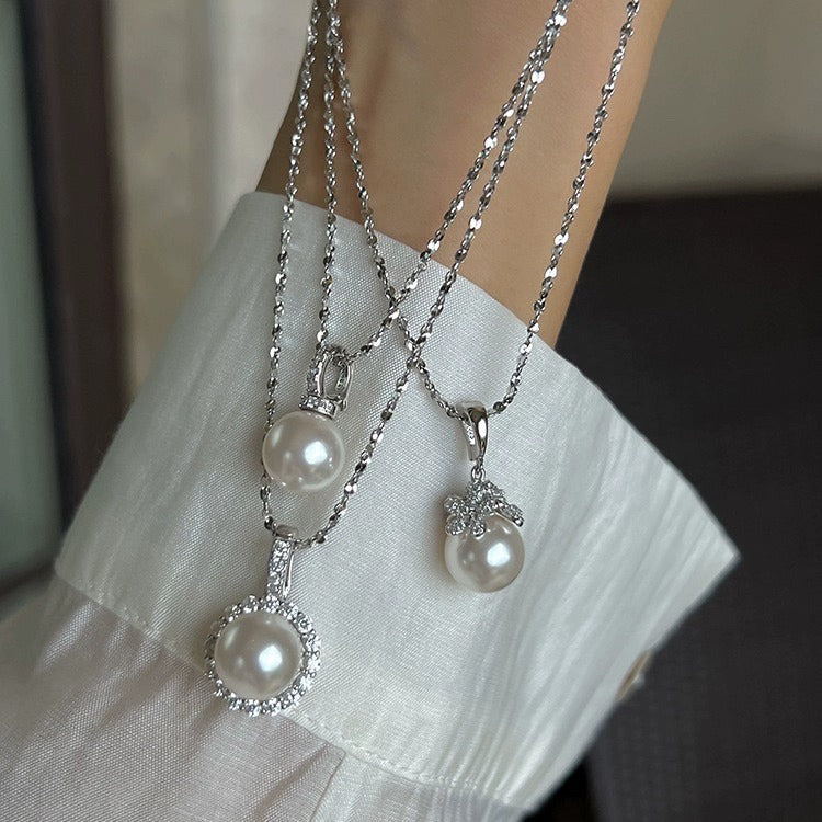 S925 sterling silver pearl necklace