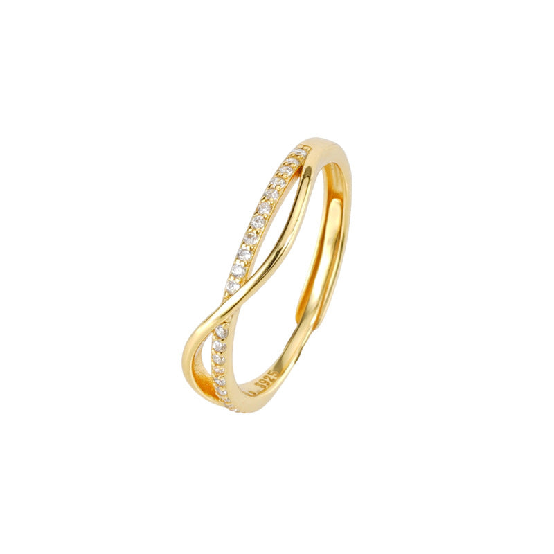 S925 sterling silver zircon inlaid open ring