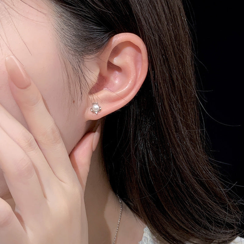 S925 pure silver freshwater pearl earrings