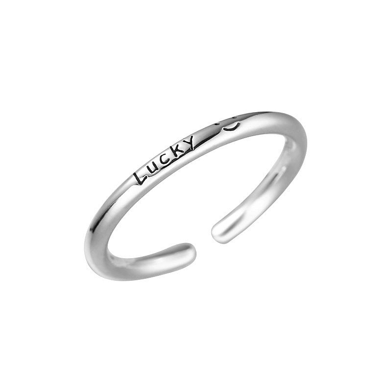 925 sterling silver LUCKY letter ring - silvery