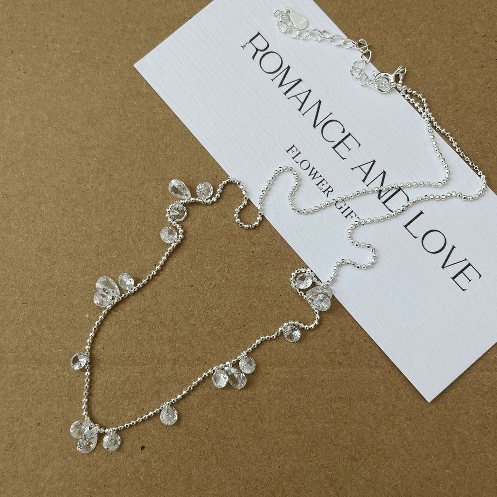 S925 Silver Sparkling Zirconia Necklace - Silvery