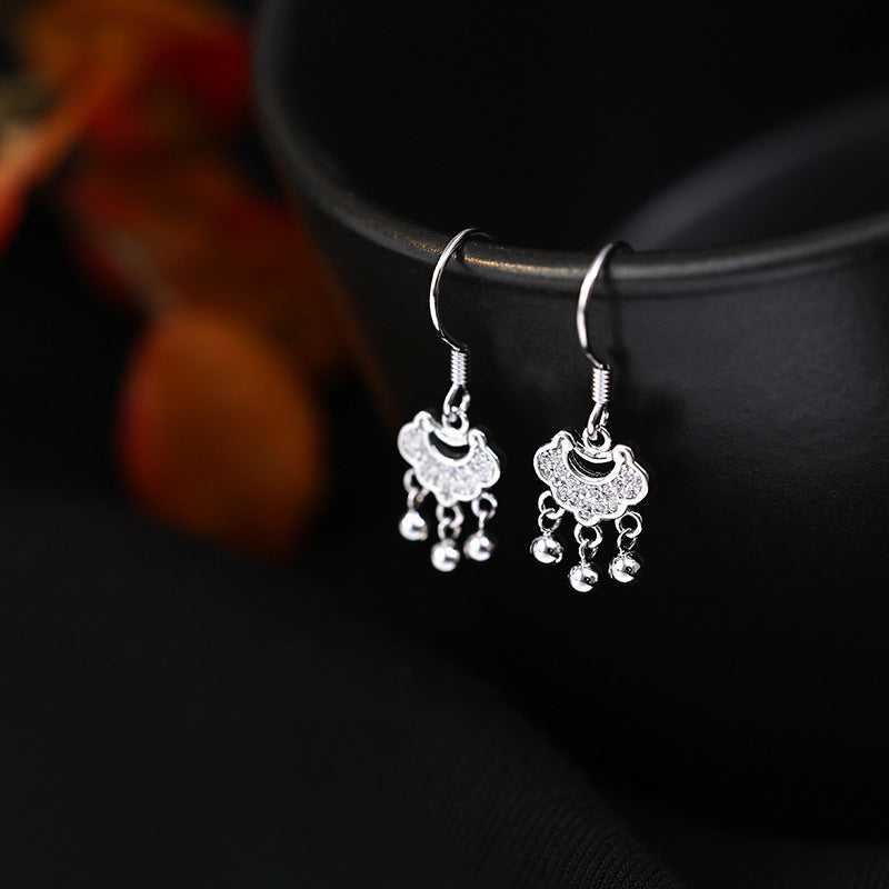 925 sterling silver safety lock earrings - silvery