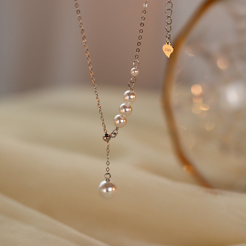 S925 pure silver pearl necklace
