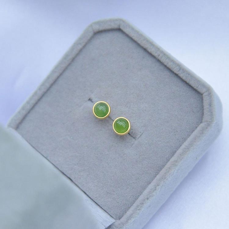 925 sterling silver jade earrings - golden