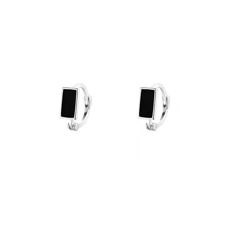 S925 sterling silver black cool earrings