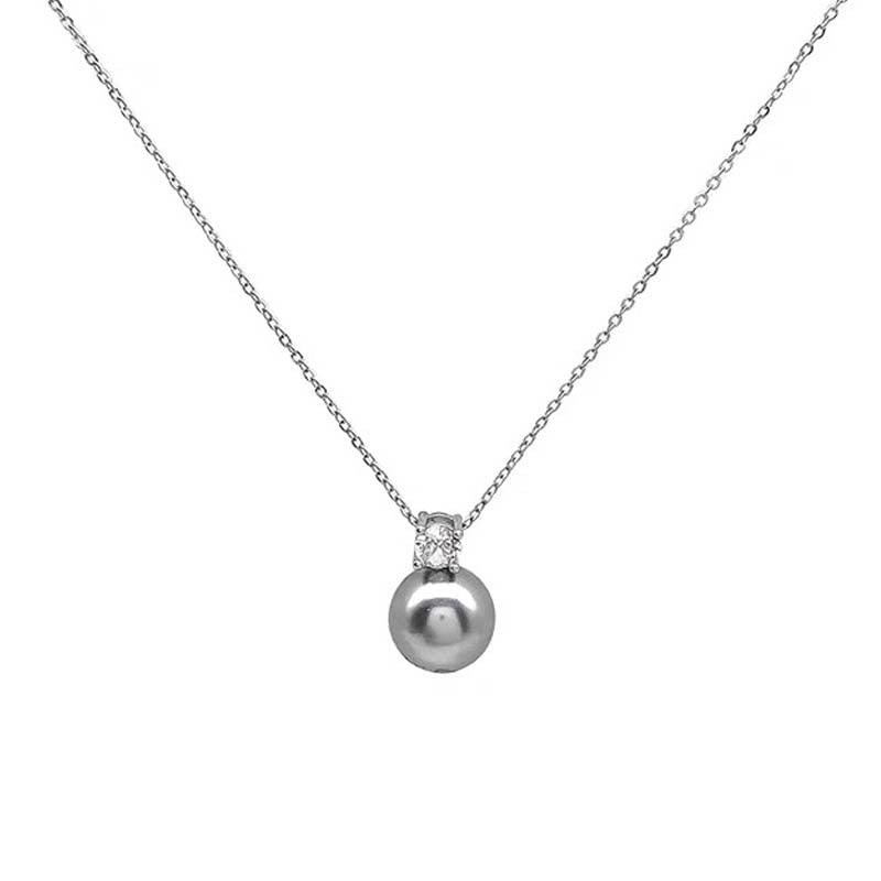 S925 Pure Silver Pearl Pendant Necklace - Silvery