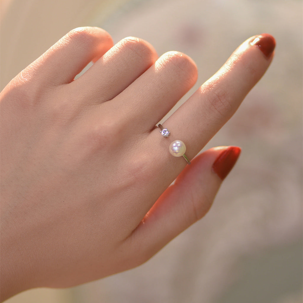 S925 sterling silver freshwater pearl ring