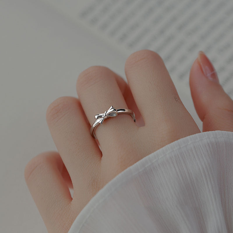 925 sterling silver bowknot ring - silvery