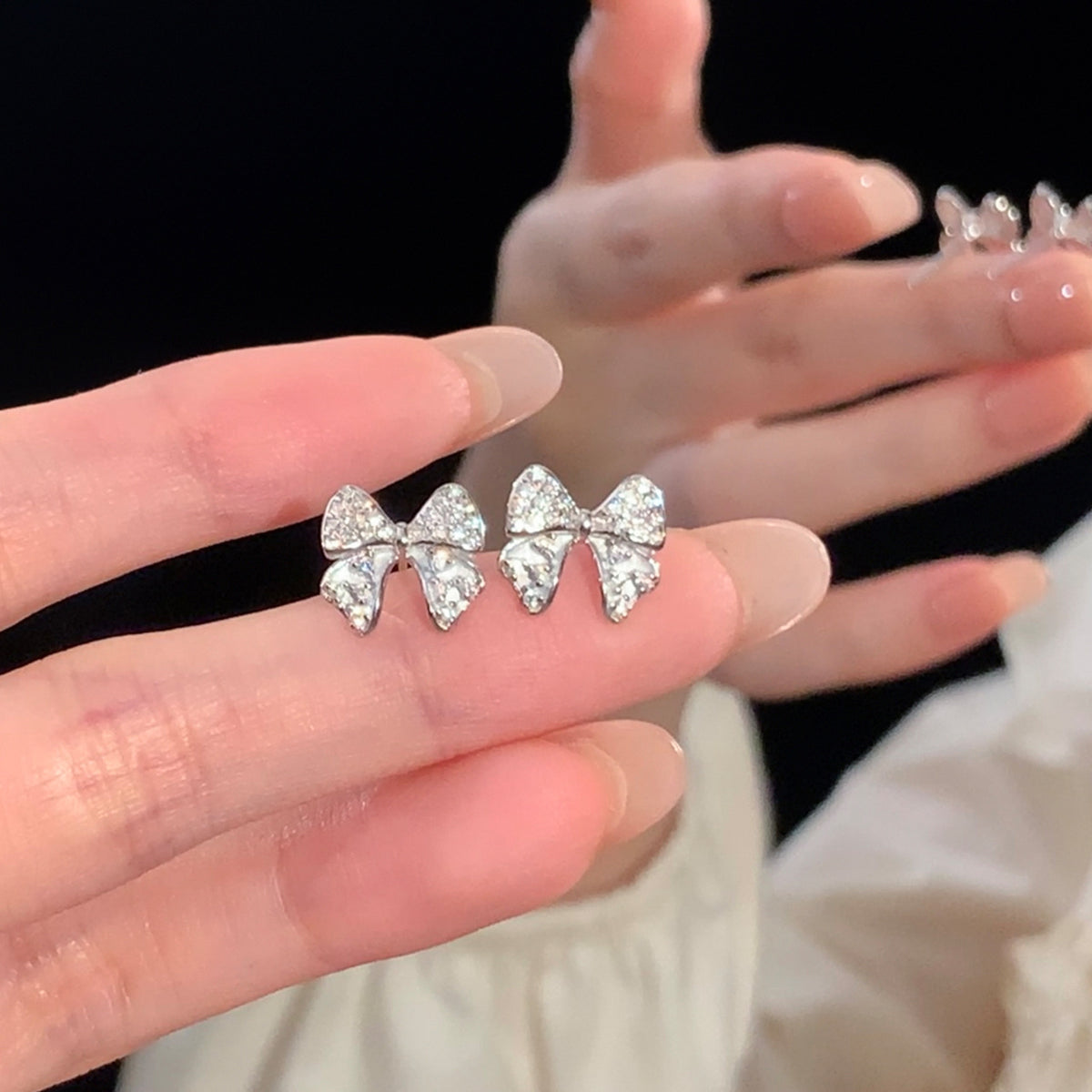 925 sterling silver bowknot earrings