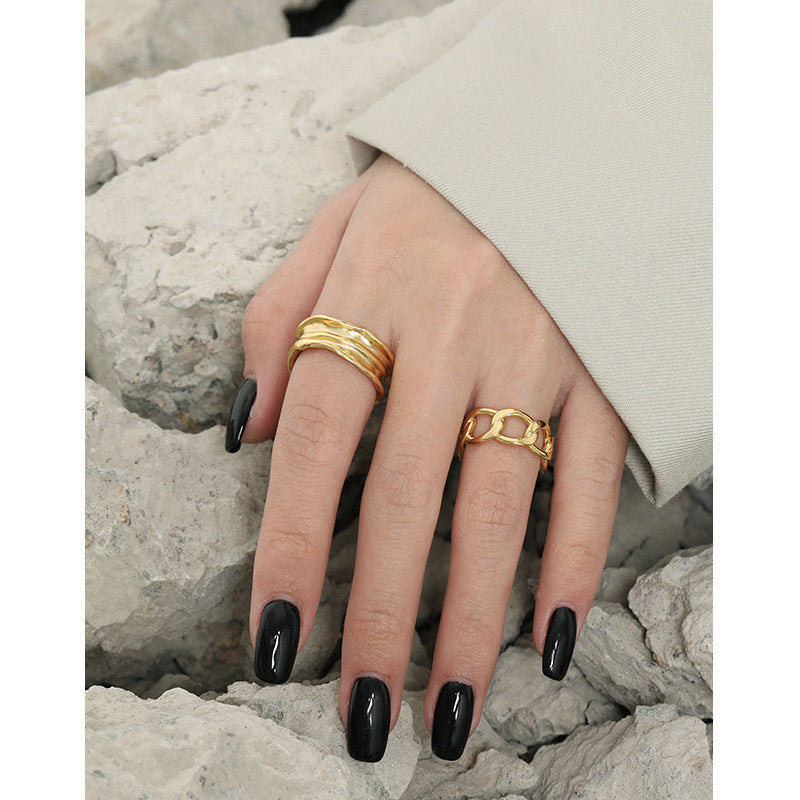 Sculptural Folded Wide Band Ring – image 4