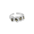 Organic Bezel Set Multi-Stone 18K Gold Plated Open Ring – image 6