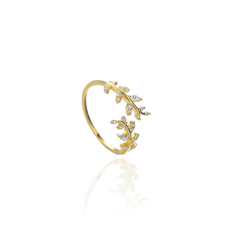 925 sterling silver leaf design ring