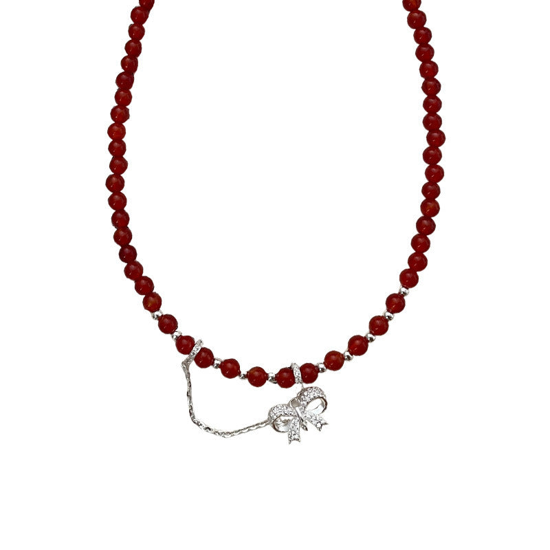 925 sterling silver red agate necklace