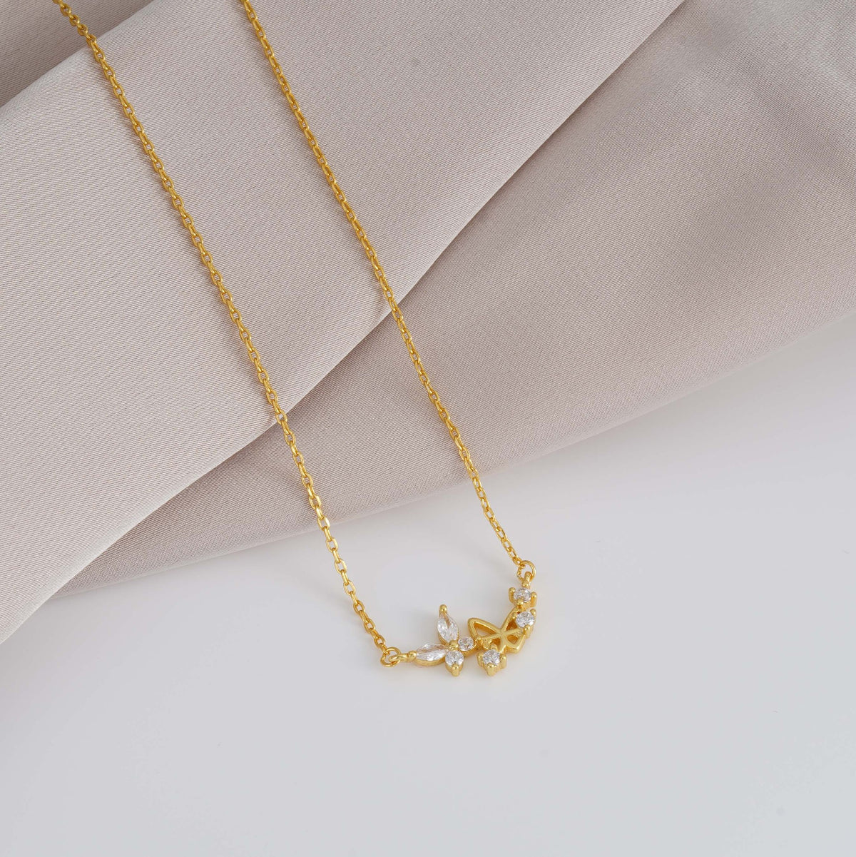 925 sterling silver double butterfly pendant necklace