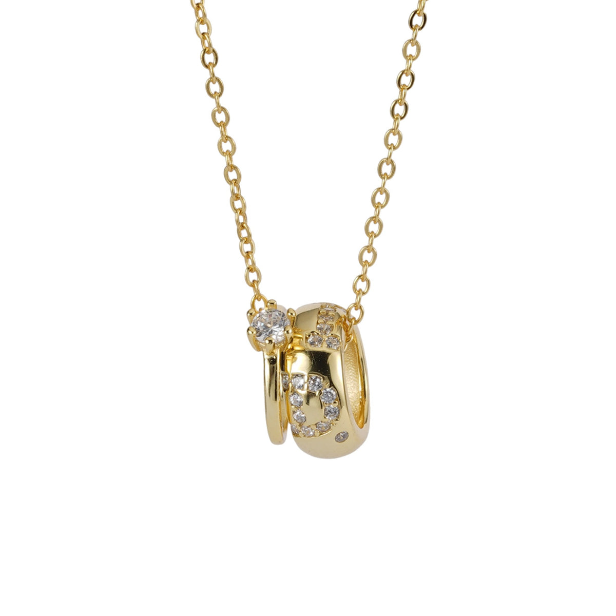 925 sterling silver double ring pendant necklace