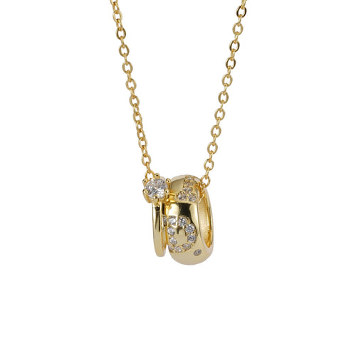 925 sterling silver double ring pendant necklace