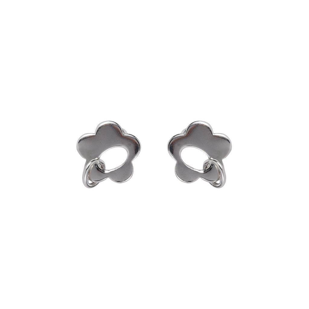 999 silver flower shaped earrings - silvery