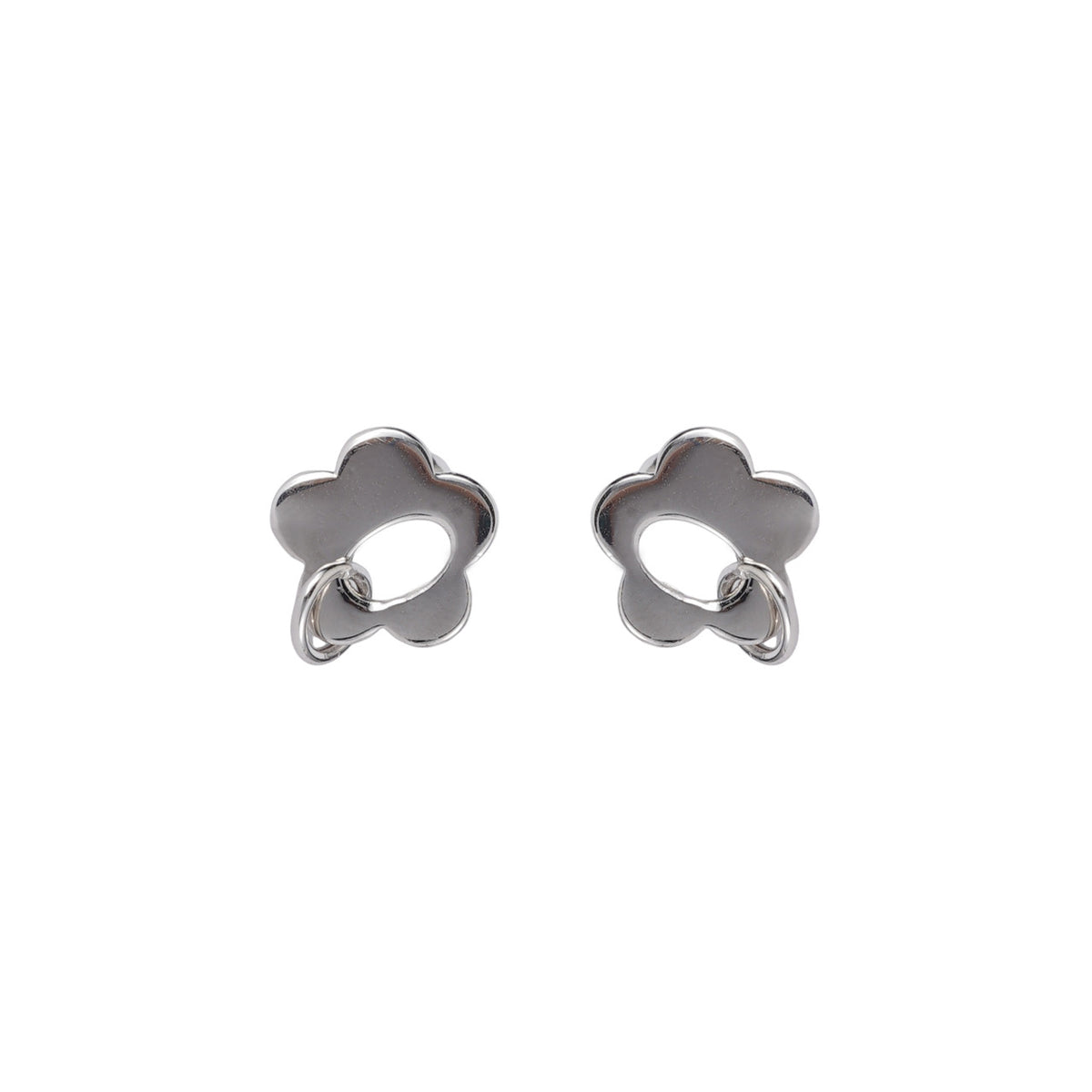 999 silver flower shaped earrings - silvery