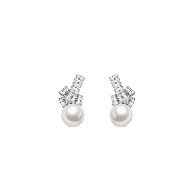 925 sterling silver pearl earrings - silvery