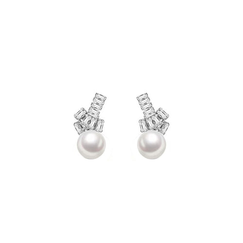 925 sterling silver pearl earrings - silvery