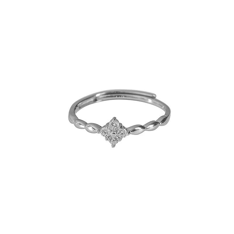 925 sterling silver sparkling zirconium ring - silvery