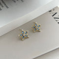 925 sterling silver flower shaped earrings - golden
