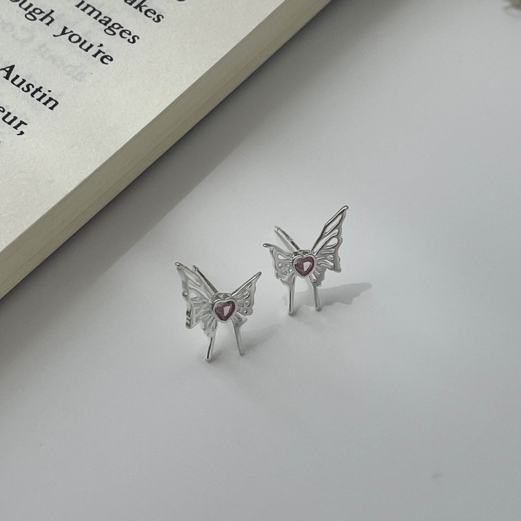 925 sterling silver butterfly shaped earrings - silvery