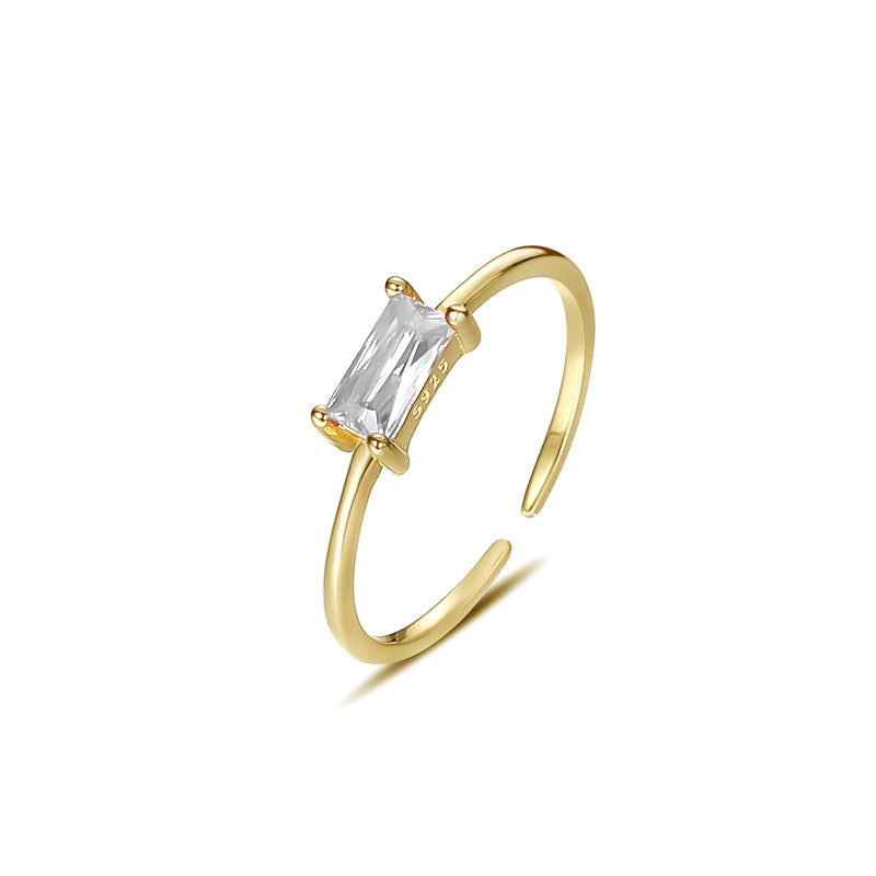 925 Sterling Silver Square Cubic Zirconia Ring